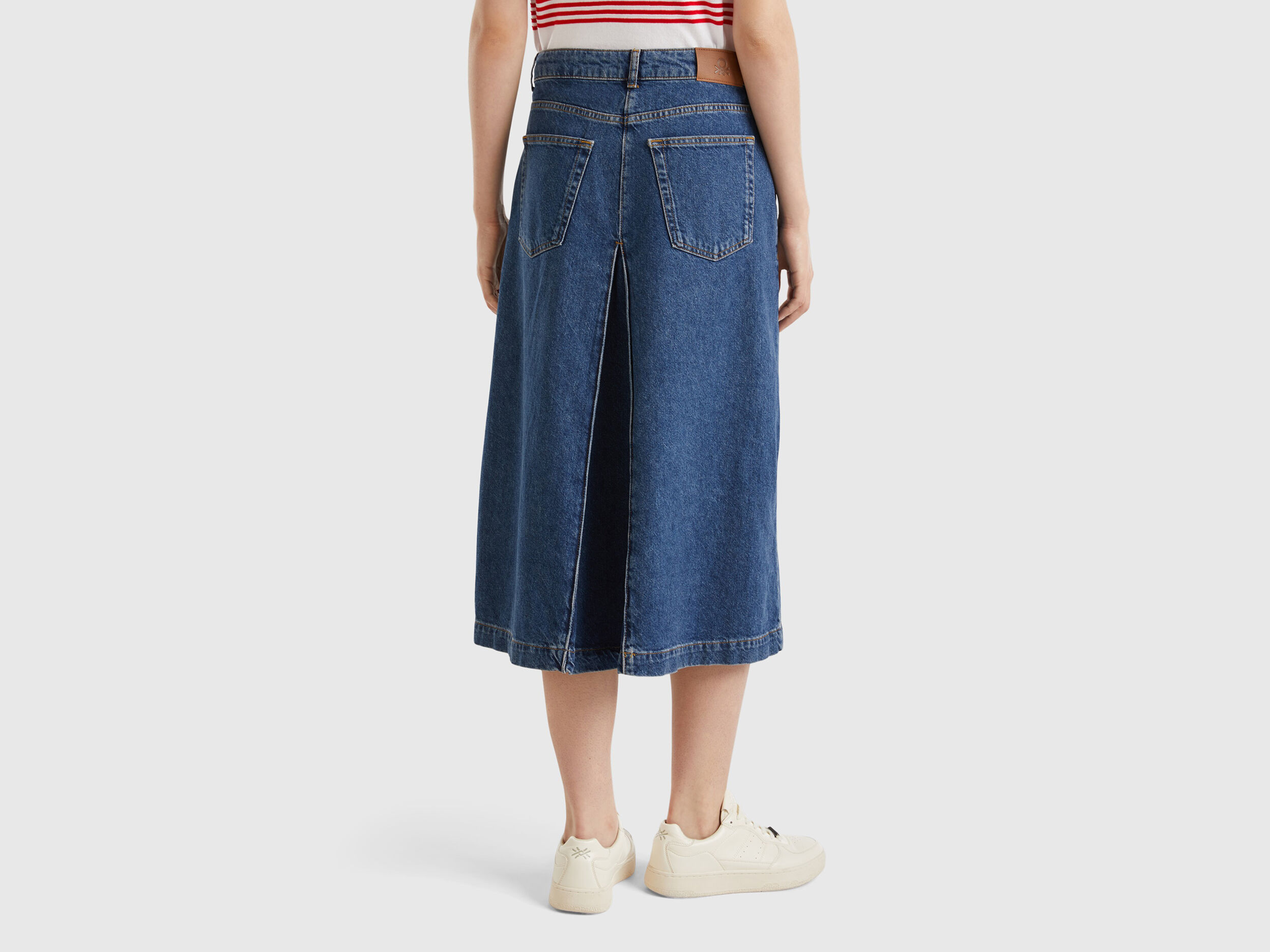 Gonna midi di jeans Blu Benetton
