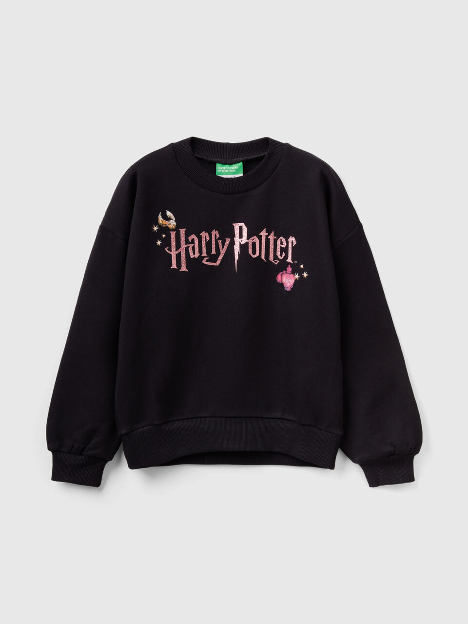 Felpa Harry Potter con glitter Nero Bambina