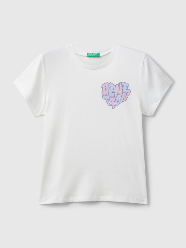 T-shirt con logo glitter Bambina