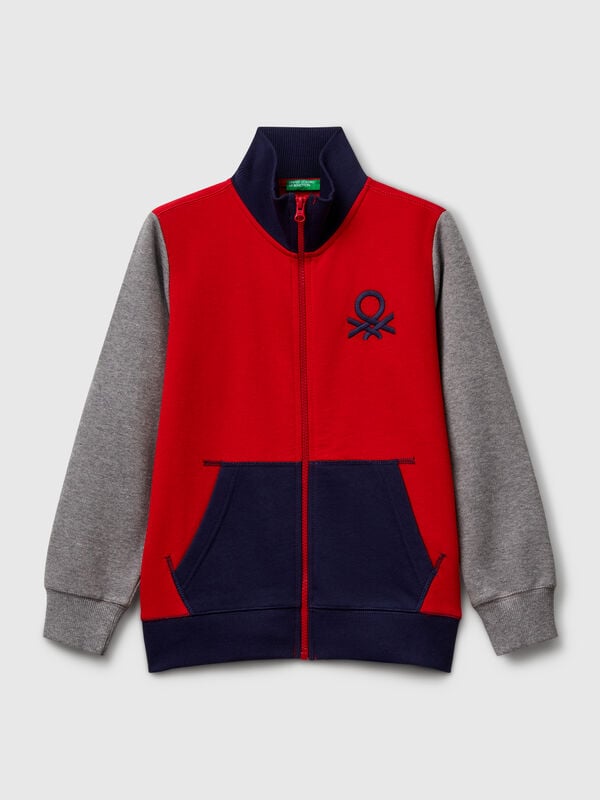 Felpa con zip in puro cotone Bambino