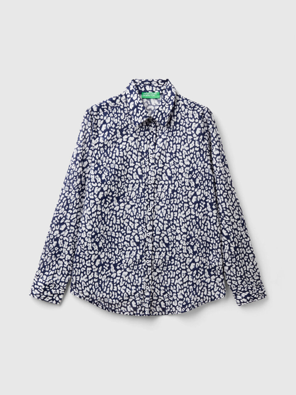 Camicia fantasia 100 cotone Blu Donna Benetton