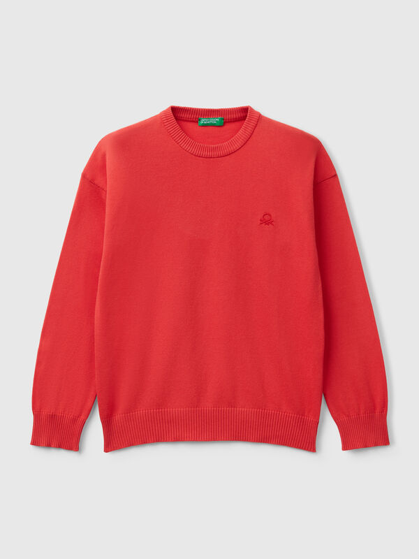 Maglioncino in puro cotone con logo Bambino