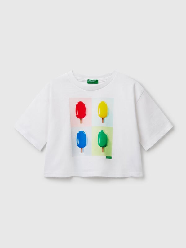 T-shirt boxy con stampa gelato Bambina