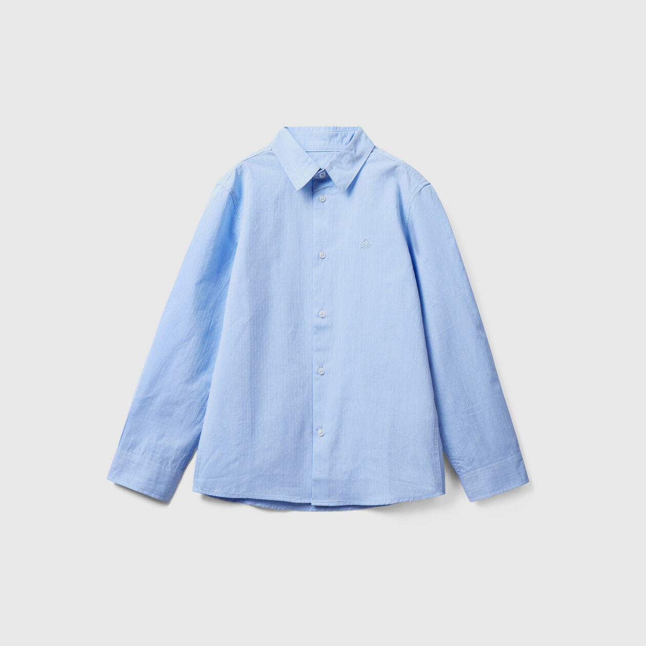 Camicia classica in puro cotone Celeste Bambino Benetton