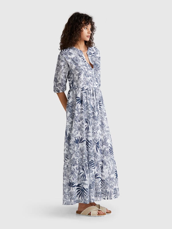 Abito con stampa tropicale Donna
