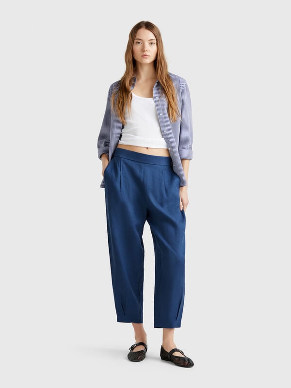Pantaloni morbidi in puro lino Donna