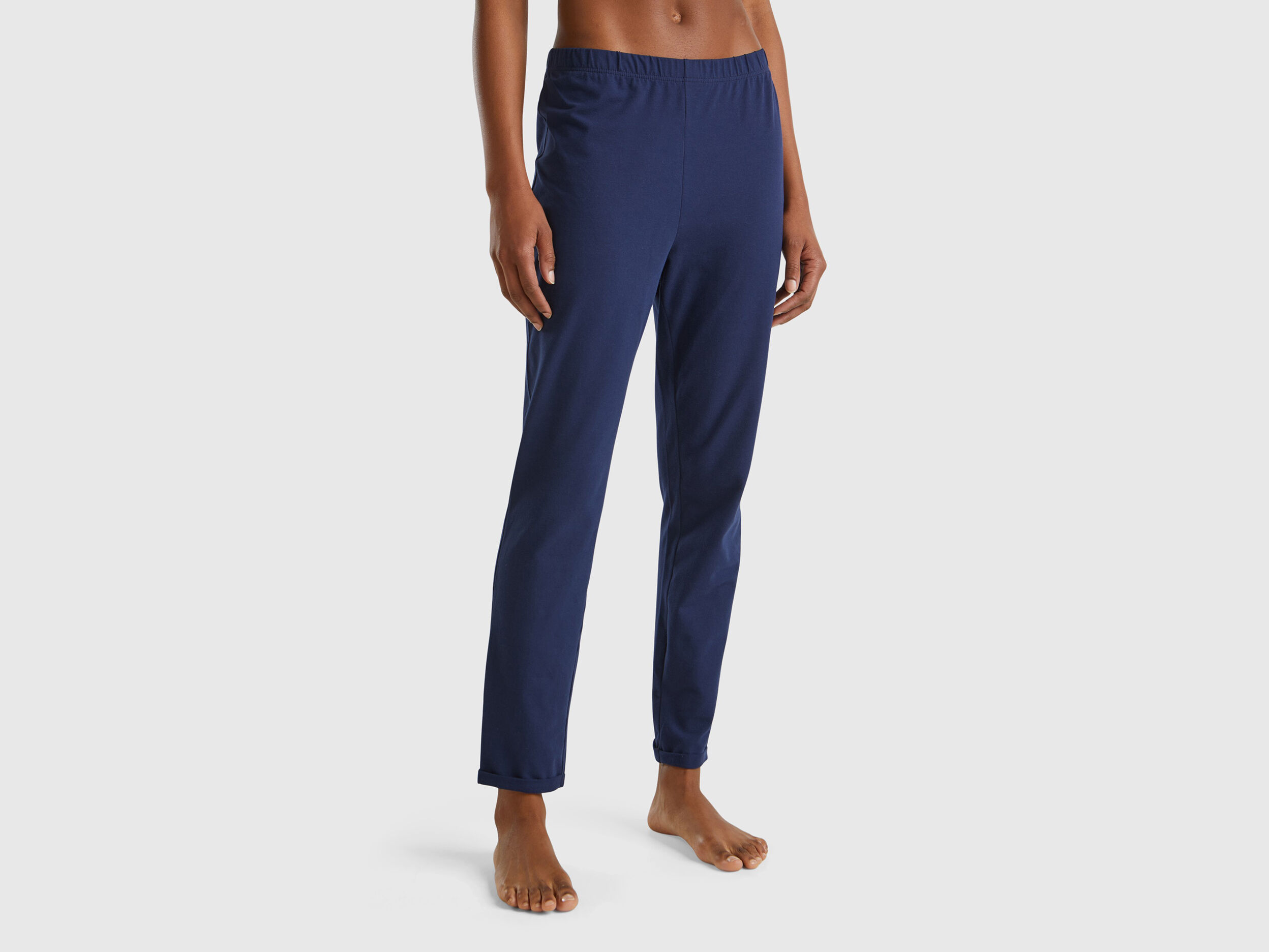 Pantaloni in caldo cotone stretch Blu Scuro Benetton