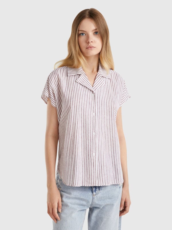 Camicia manica corta a righe Donna