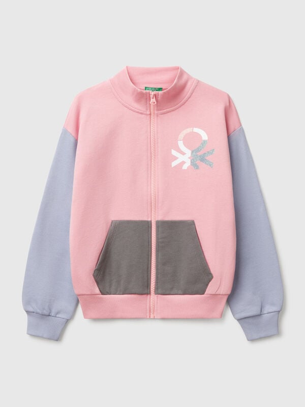 Felpa con zip e collo alto Bambina