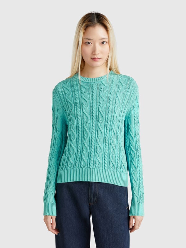 Maglia a trecce 100% cotone Donna