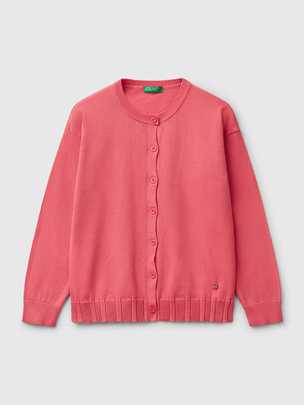 Cardigan girocollo in puro cotone Bambina