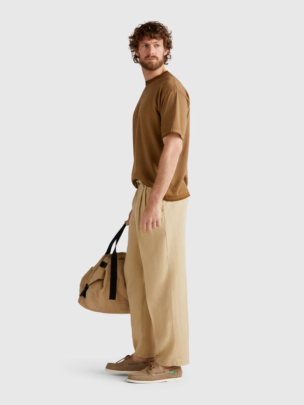 Chino ampi in puro lino Uomo