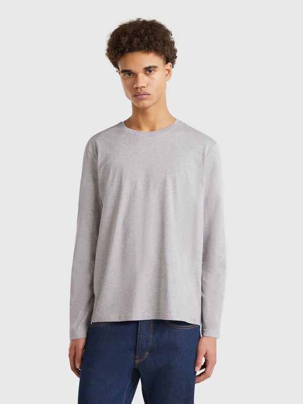 T-shirt a manica lunga in puro cotone Uomo