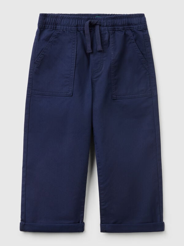 Joggers in cotone stretch con coulisse Bambino