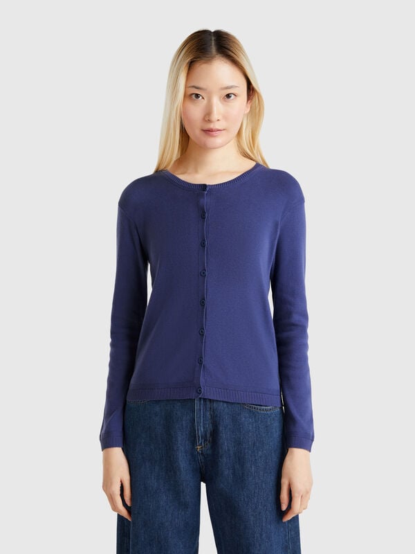 Cardigan girocollo in puro cotone Donna