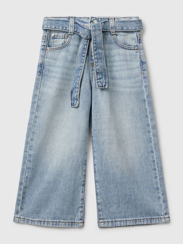 Jeans wide fit con fusciacca Bambina