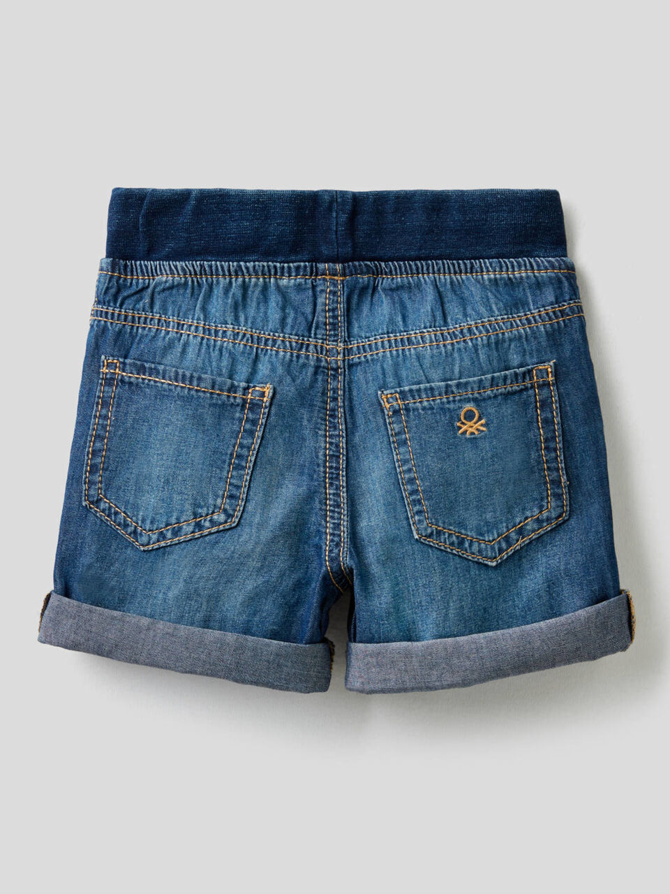 Bermuda effetto jeans con vita stretch image number 2