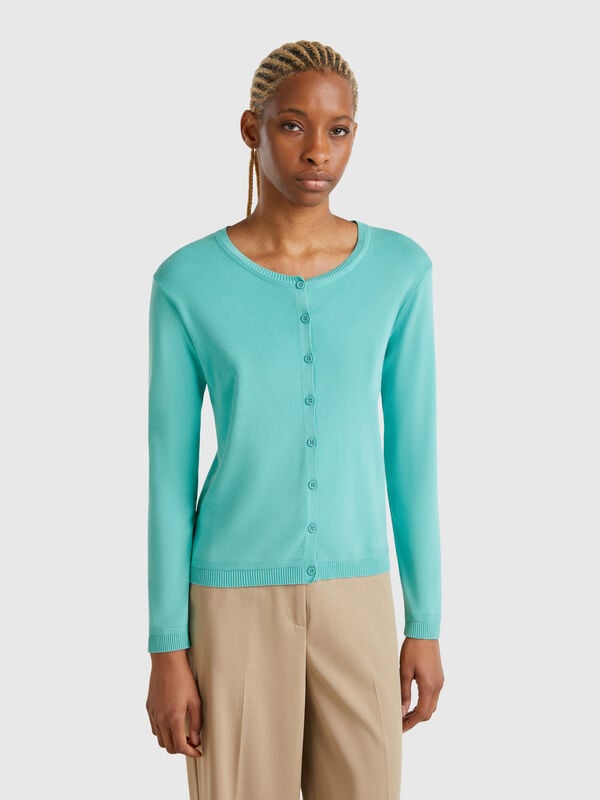Cardigan girocollo in puro cotone Donna