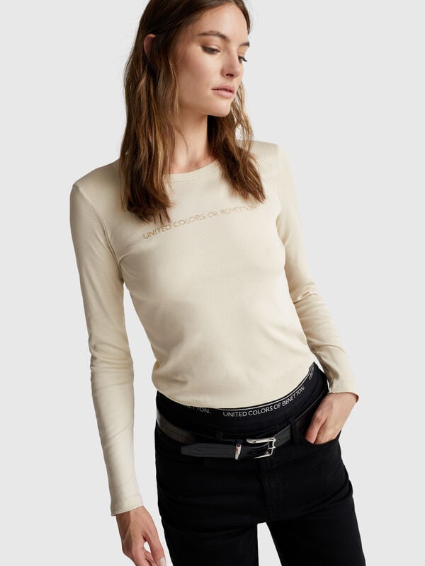 T-shirt a manica lunga 100% cotone Donna