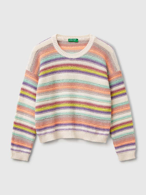 Maglia a righe multicolor con lurex Bambina