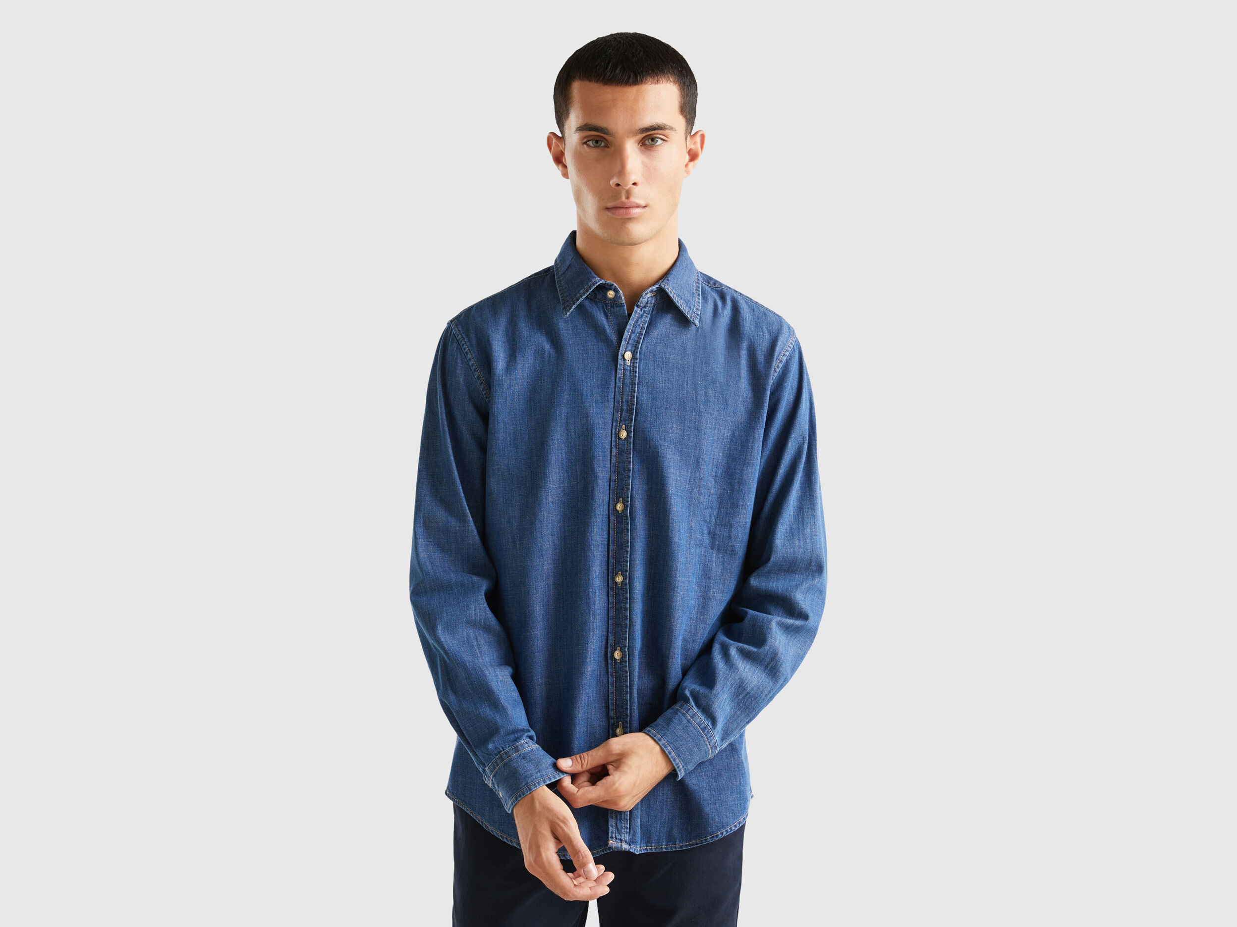 Camicia jeans benetton clearance