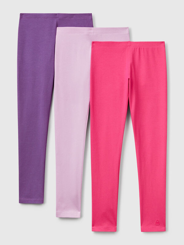 Tre leggings in cotone stretch Bambina