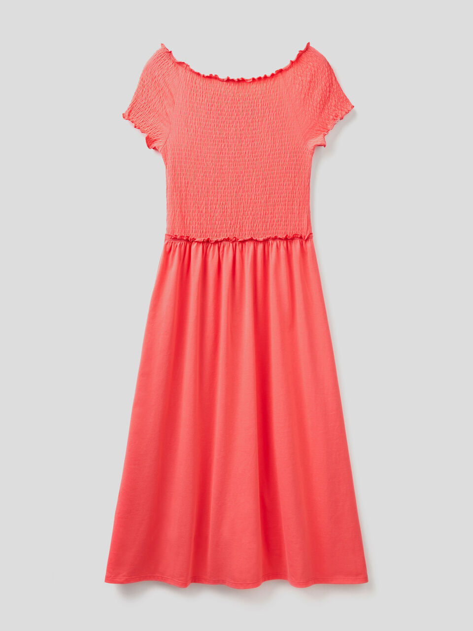 Vestito midi in cotone con volant image number 2