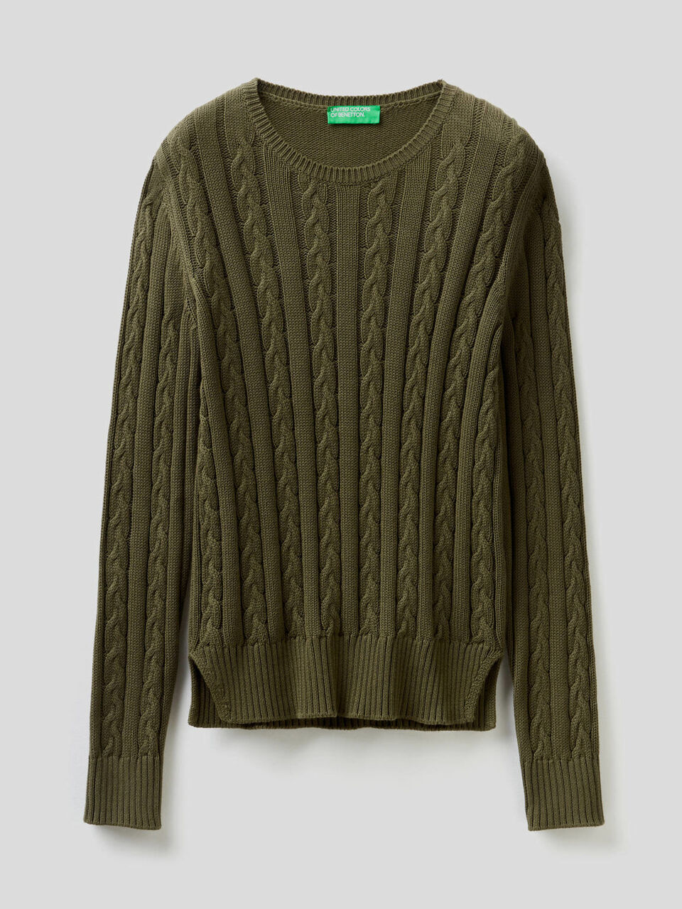 Maglia in cotone con lavorazione a trecce image number 1