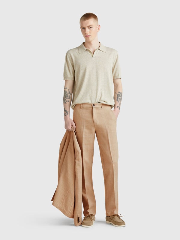 Chino rigati in misto lino Uomo