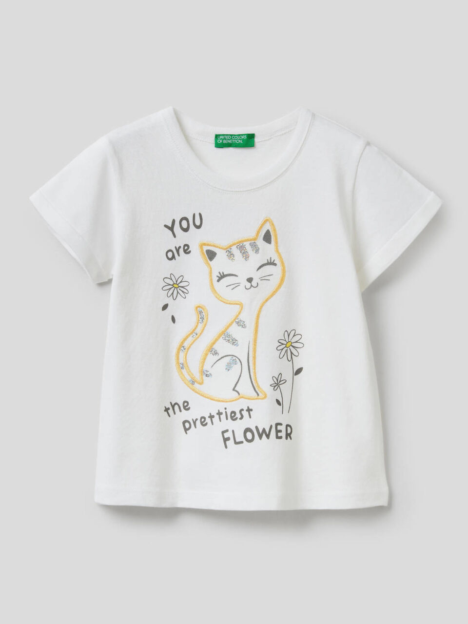 T-shirt con stampa e ricamo image number 1