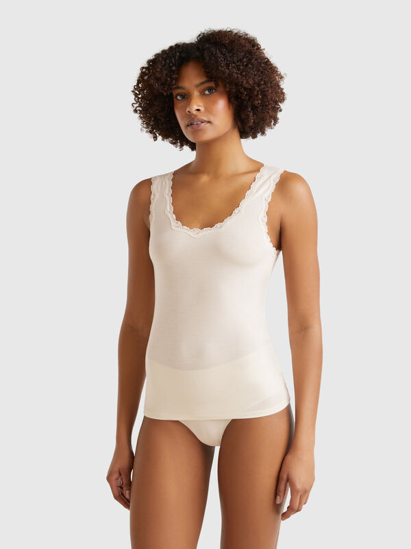 Canotta in Modal con pizzo Donna