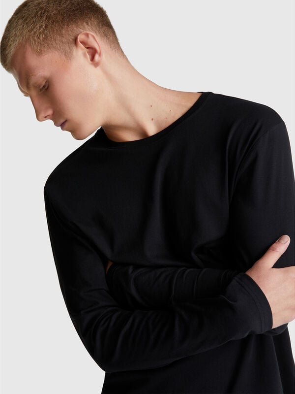 T-shirt a manica lunga in puro cotone Uomo