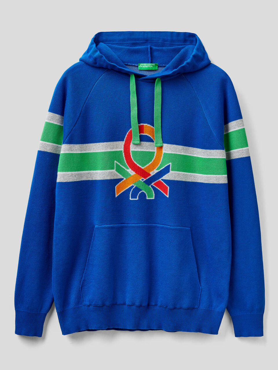 Maglia con cappuccio e logo multicolor image number 1