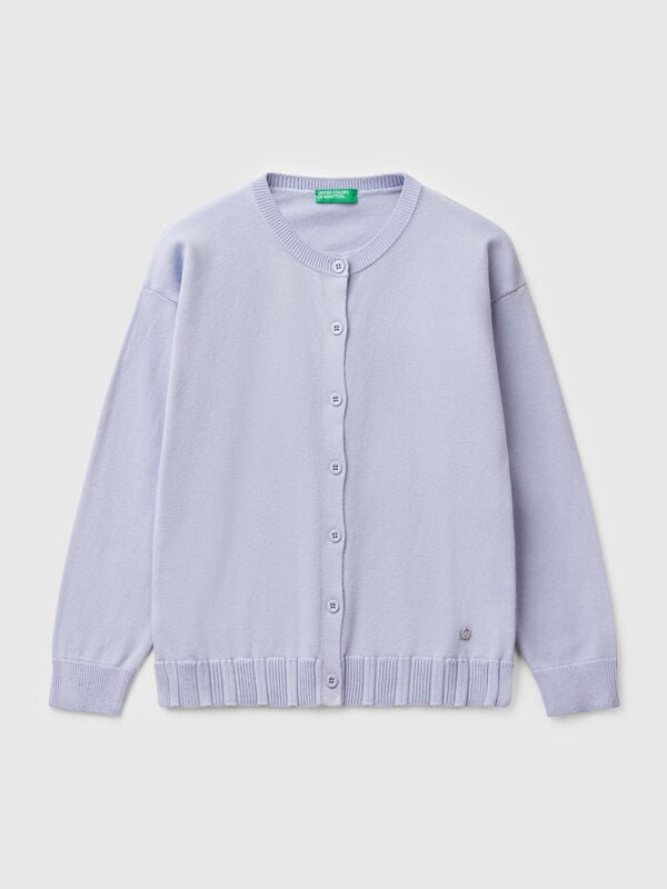 Cardigan girocollo in puro cotone Bambina
