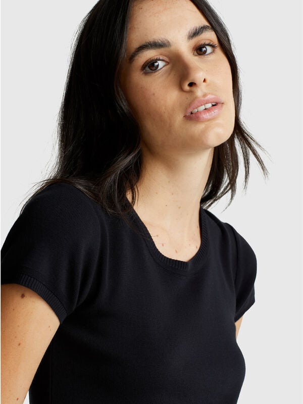 Maglia a manica corta in puro cotone Donna