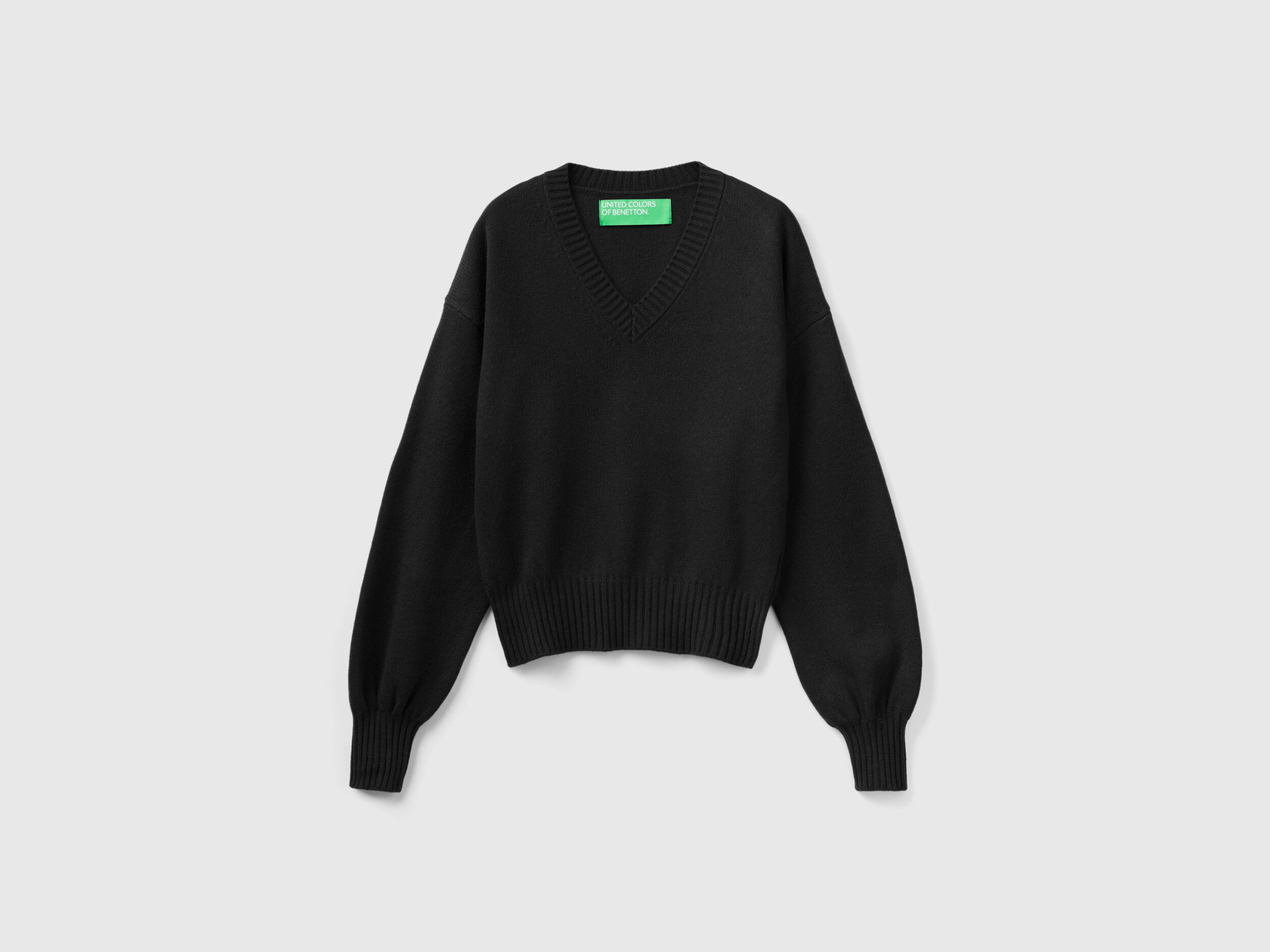 Maglione scollo a V in misto lana
