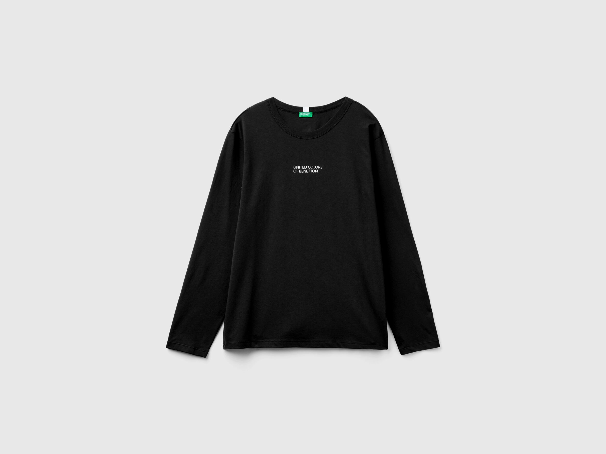 Maglia manica lunga 100 cotone Nero Benetton