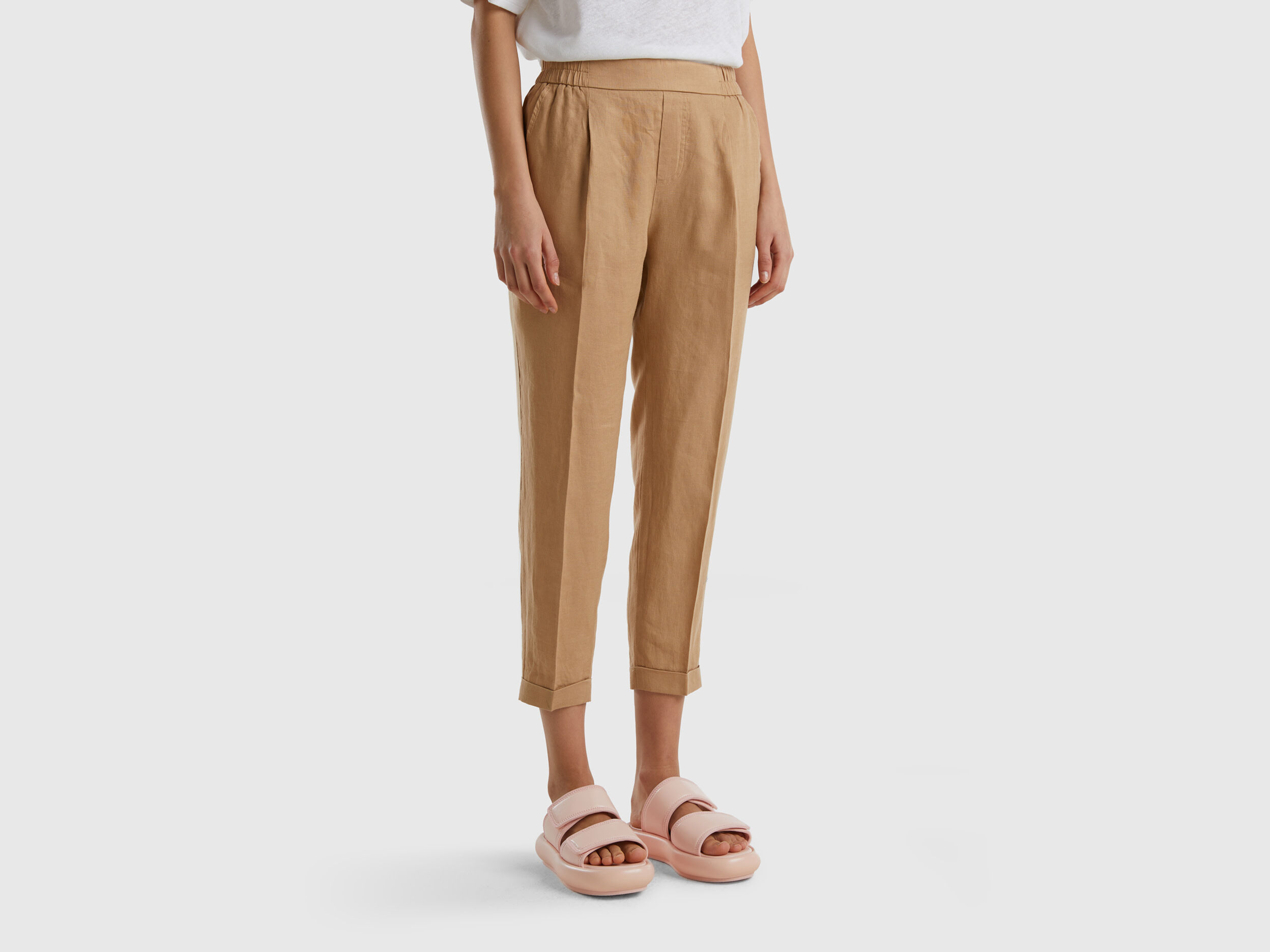 Benetton pantaloni lino new arrivals