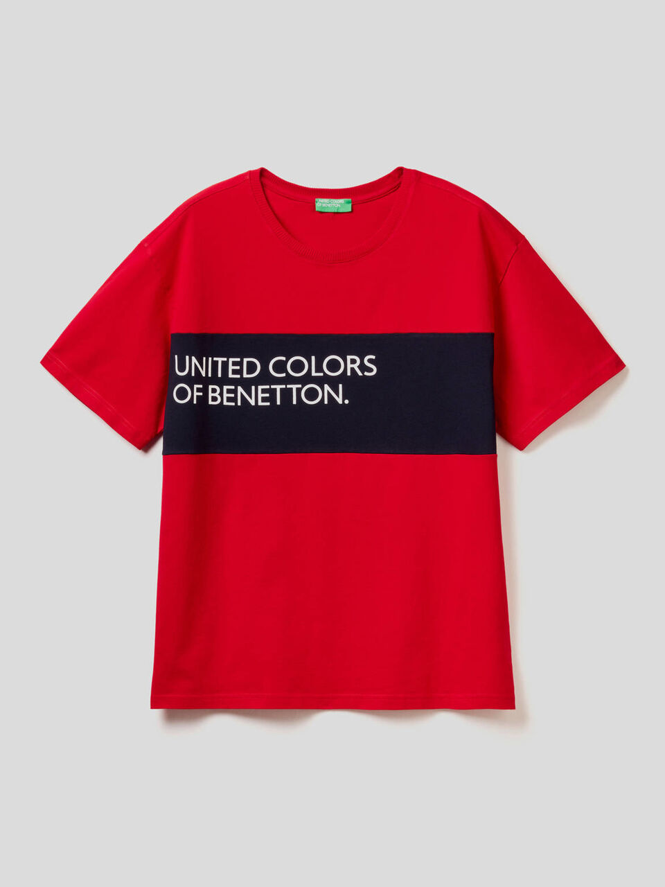 T-shirt 100% cotone con banda a contrasto image number 1