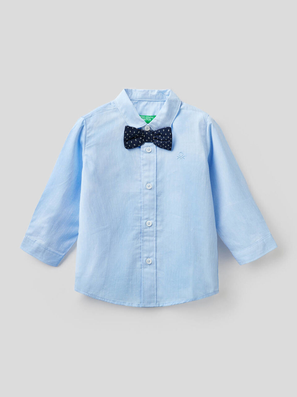 Camicia in cotone con papillon image number 1