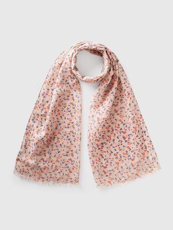 Sciarpa rosa con stampa floreale Donna