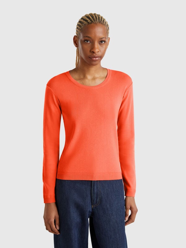 Maglia girocollo in puro cotone Donna
