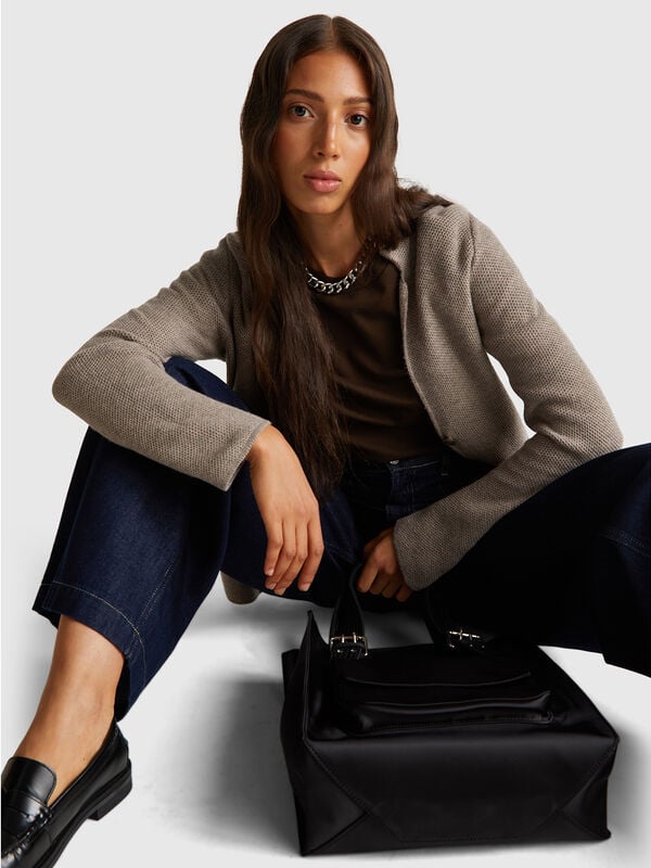 Giacca in maglia misto lana e cashmere Donna