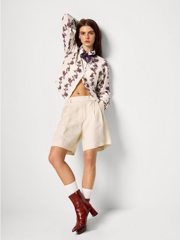Camicia con ricamo fiori Donna