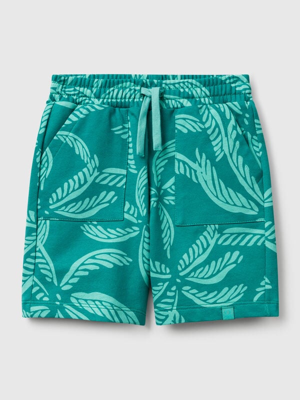 Shorts verdi con stampa tropicale Bambino