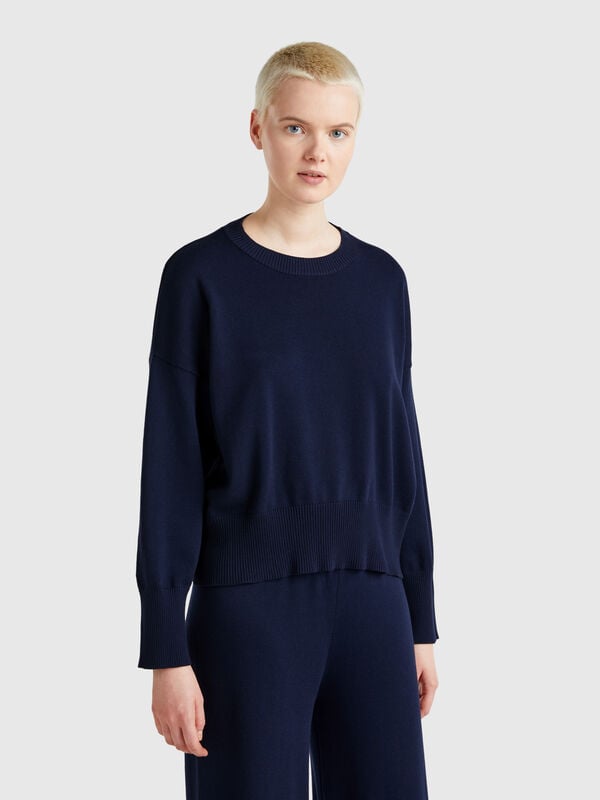 Maglia girocollo in cotone tricot Donna