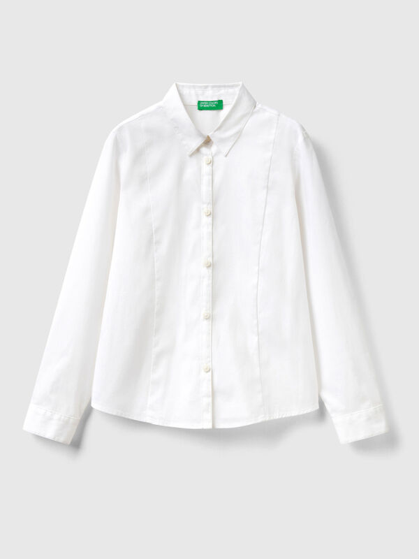 Camicia bianca in misto cotone stretch