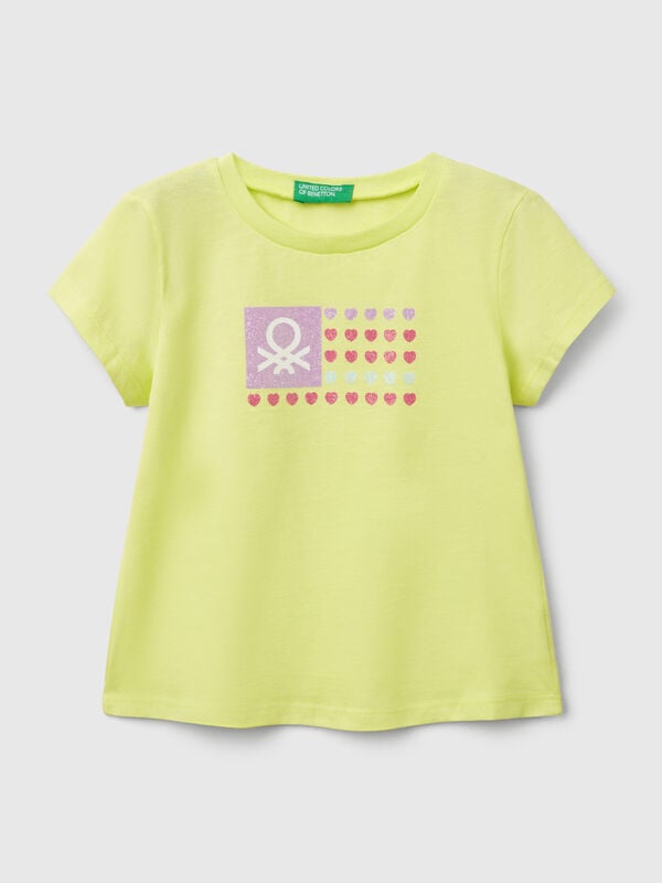 Maglietta con stampa glitter Bambina
