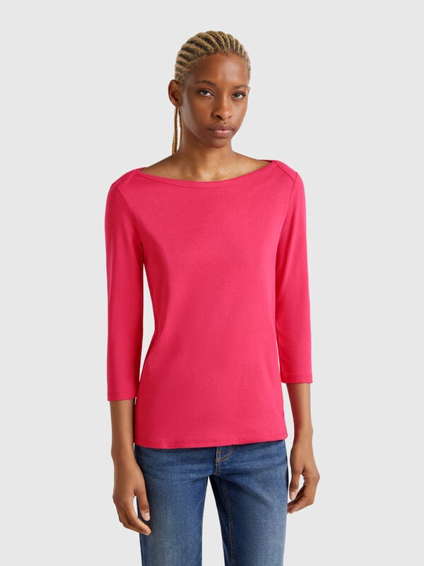 T-shirt con scollo a barchetta 100% cotone Donna