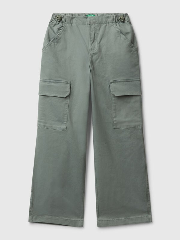 Pantaloni parachute in cotone stretch Bambina